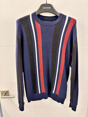 Zara Striped Crewneck Sweater in Blue & Red